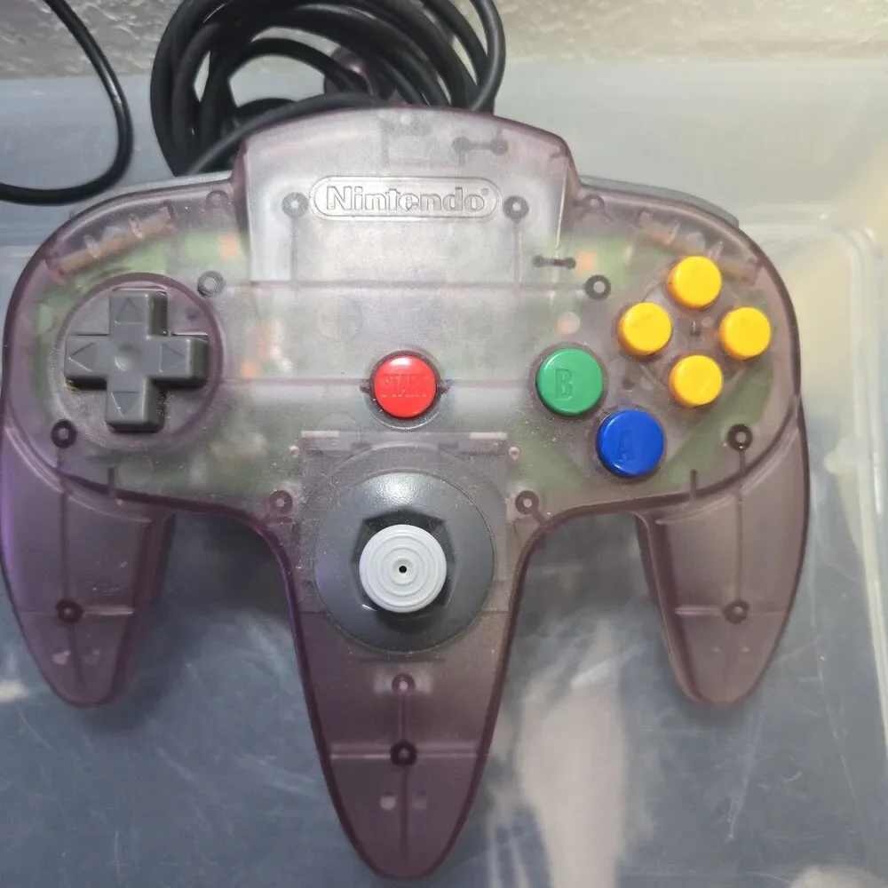Nintendo 64 Atomic Purple OEM Controller + Yobo Clear Wired Controller Lot